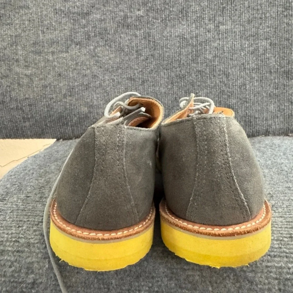 Walk-Over for J.Crew Mens 11 Grey Suede Derby Yellow Vibram Sole Made in USA